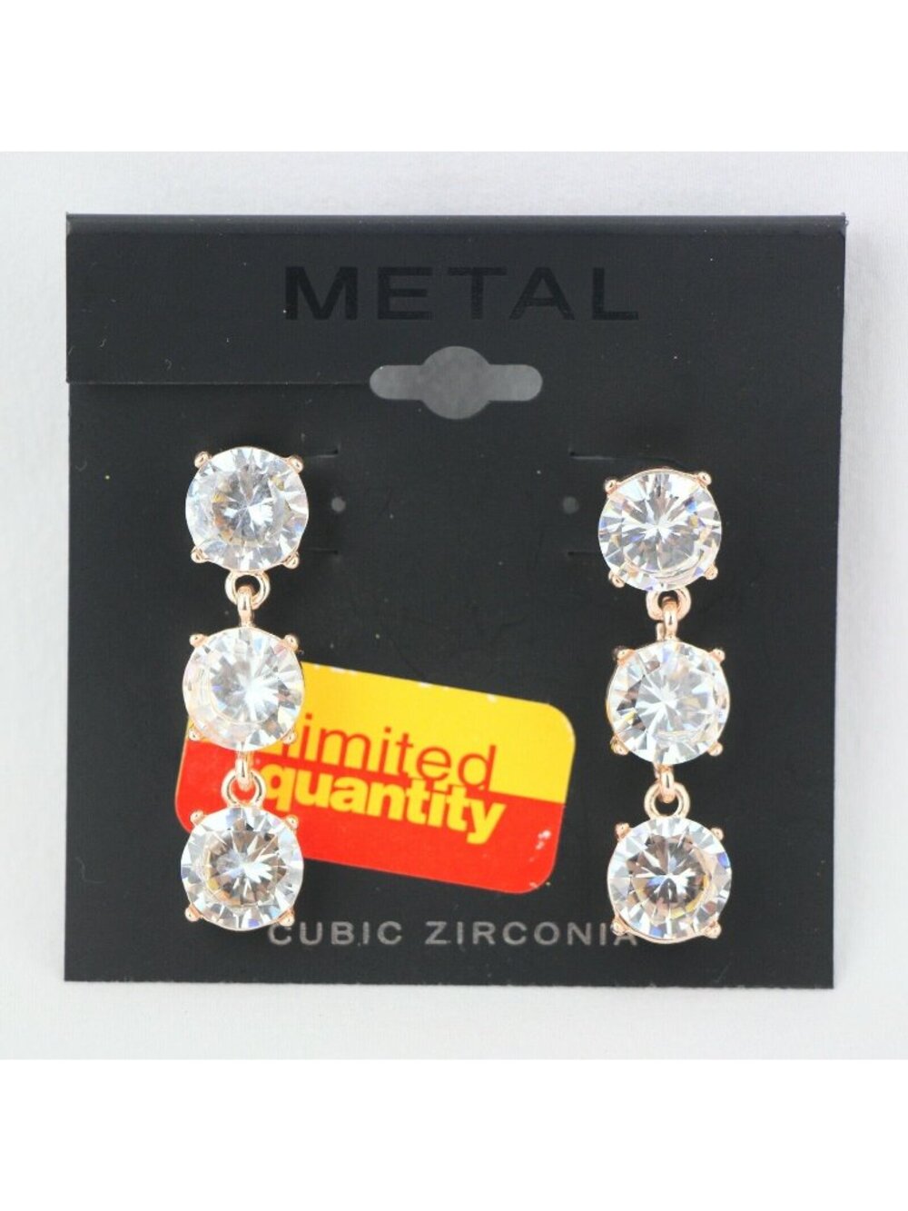 Kohls Earrings 3 Tier Copper-tone Cubic Zirconia Studs Dangle #1025